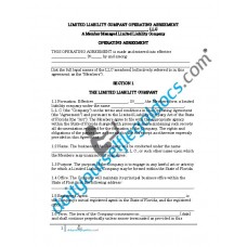 Limited Liability Company Operating Agreement (Member Managed) - Florida